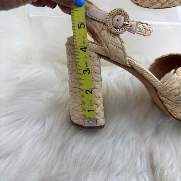 Kate Spade Biege Braided Raffia Espadrilles Woven Sandals - Picture 9 of 14